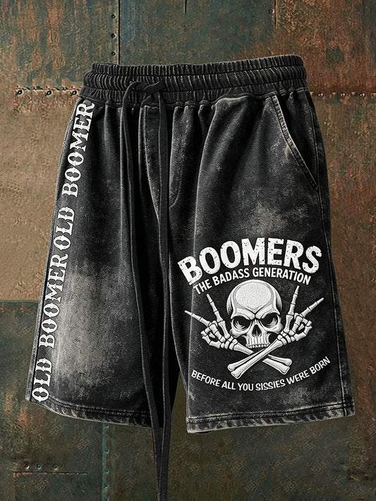 Men's Don't Piss Off Old Peopel Print Drawstring Shorts