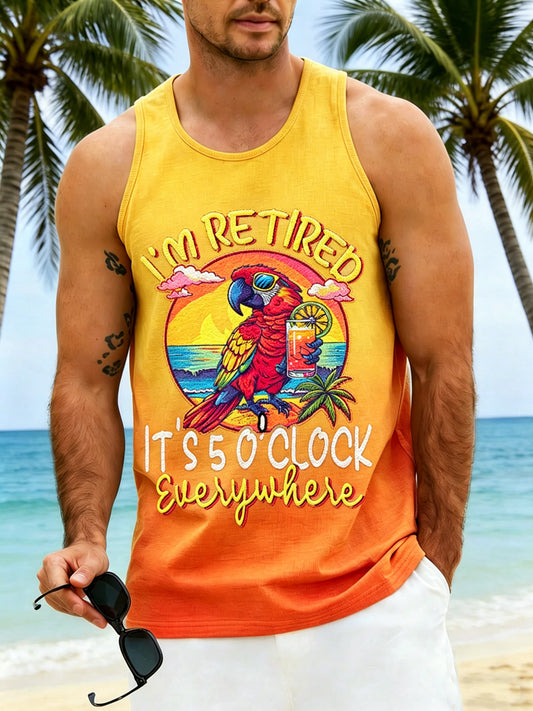 Men's Casual It's 5 O'Clock Everywhere Printed Tank Top