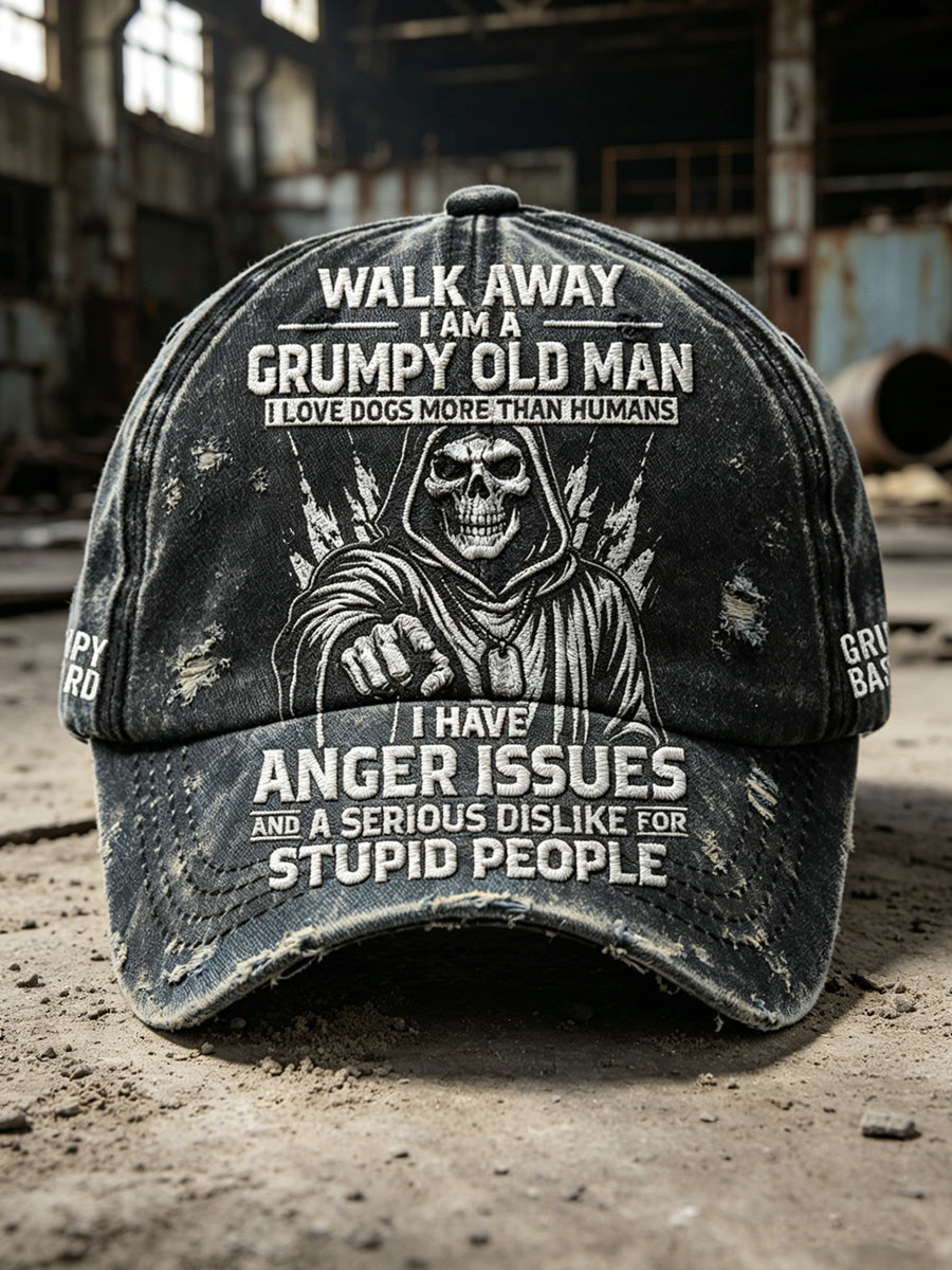 Men's Grumy Old Man Printed Washed Hat