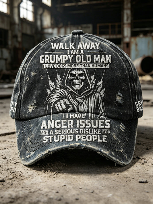 Men's Grumy Old Man Printed Washed Hat