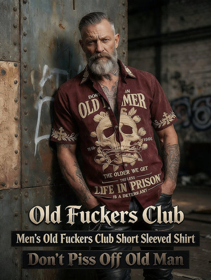 Men's Grumy Old Man Print Casual Short Sleeved Shirt
