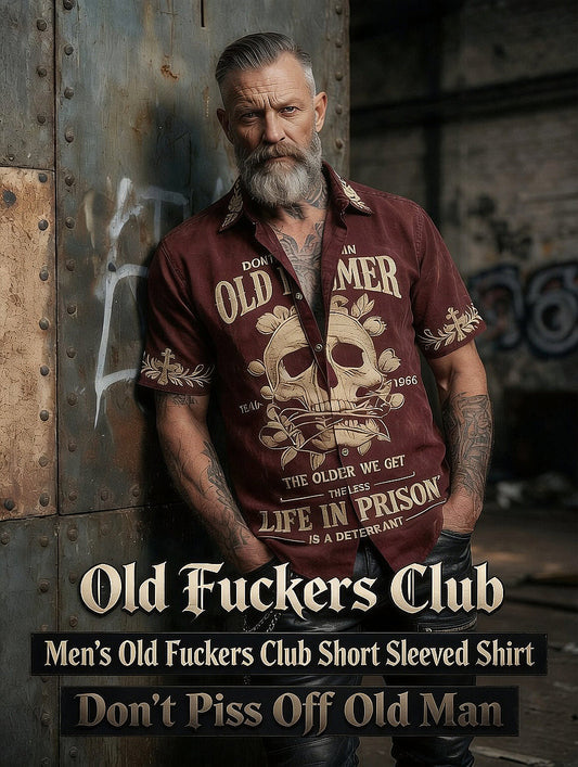 Men's Grumy Old Man Print Casual Short Sleeved Shirt