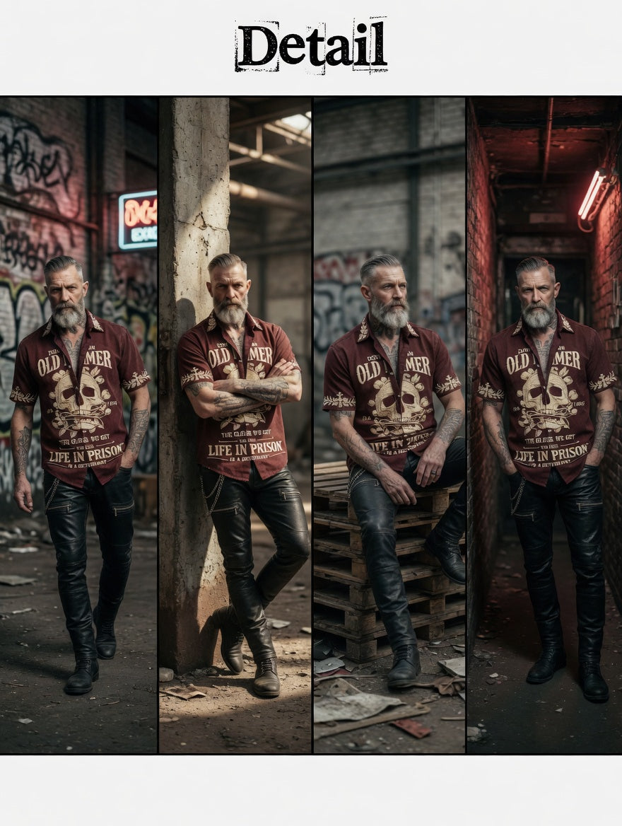 Men's Grumy Old Man Print Casual Short Sleeved Shirt