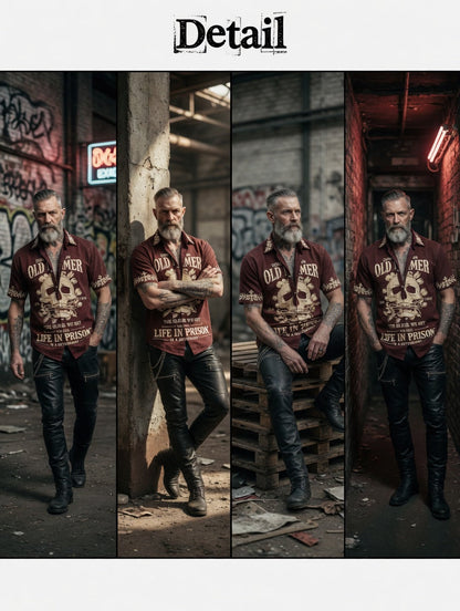 Men's Grumy Old Man Print Casual Short Sleeved Shirt