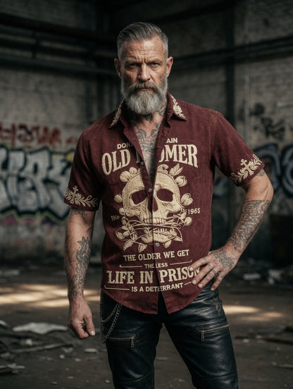 Men's Grumy Old Man Print Casual Short Sleeved Shirt