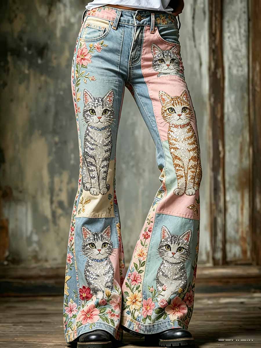 Women's Fashion Animal Print Casual Flared Pants