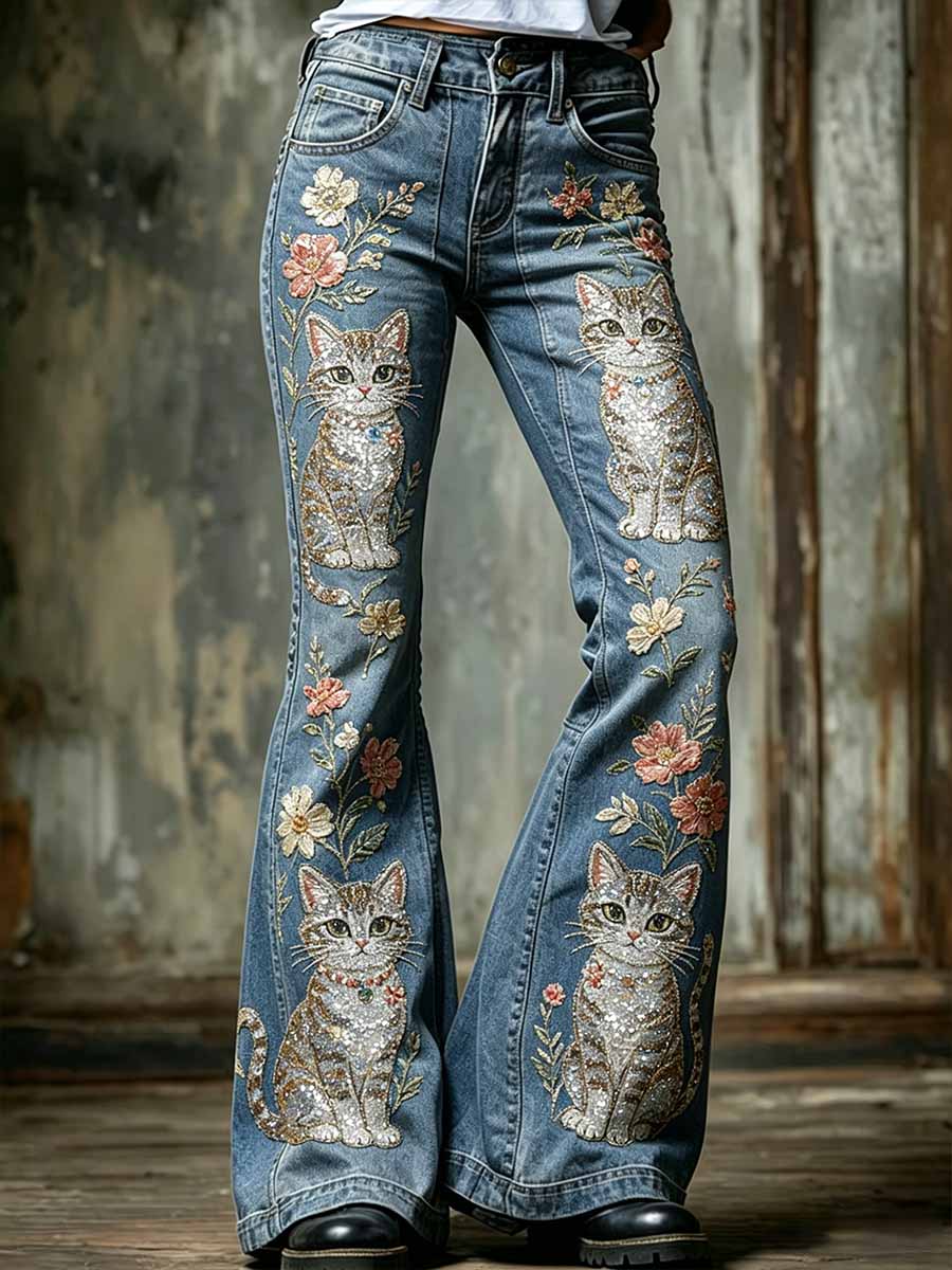 Women's Fashion Animal Print Casual Flared Pants