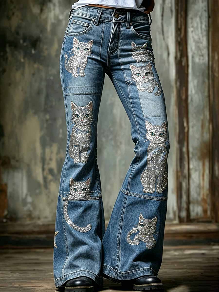 Women's Fashion Animal Print Casual Flared Pants