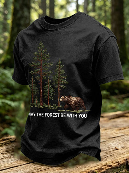 Men's May The Forest Be With You Printed Casual T-Shirt