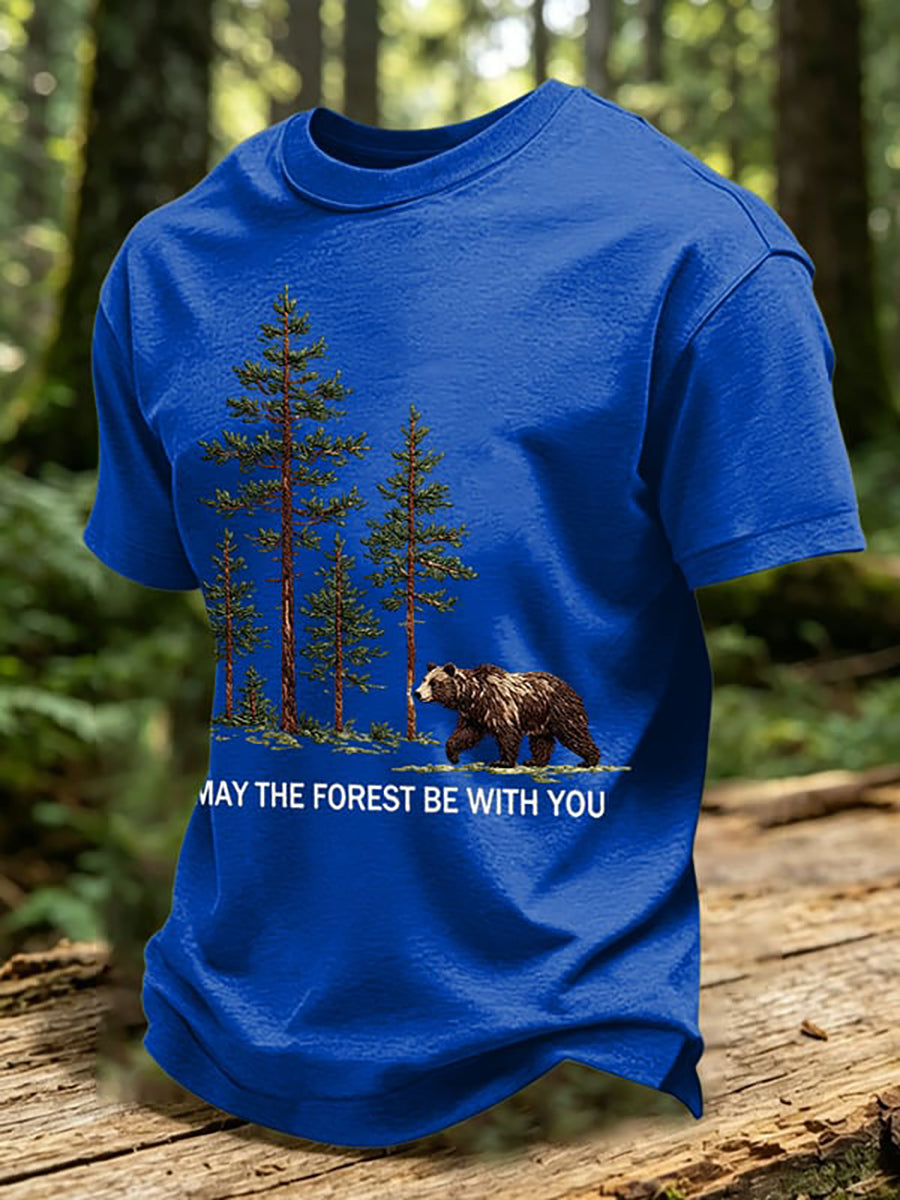 Men's May The Forest Be With You Printed Casual T-Shirt