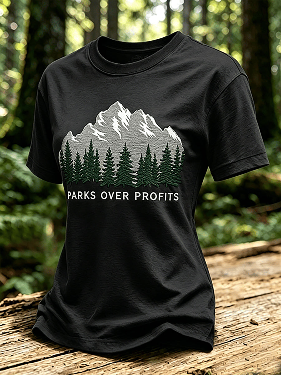 Women's Parks Over Profits Printed Casual T-Shirt