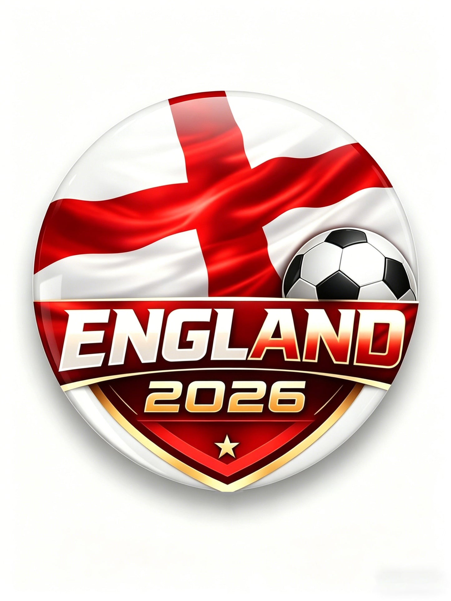 Unisex England Football Match Support Art Print Badge