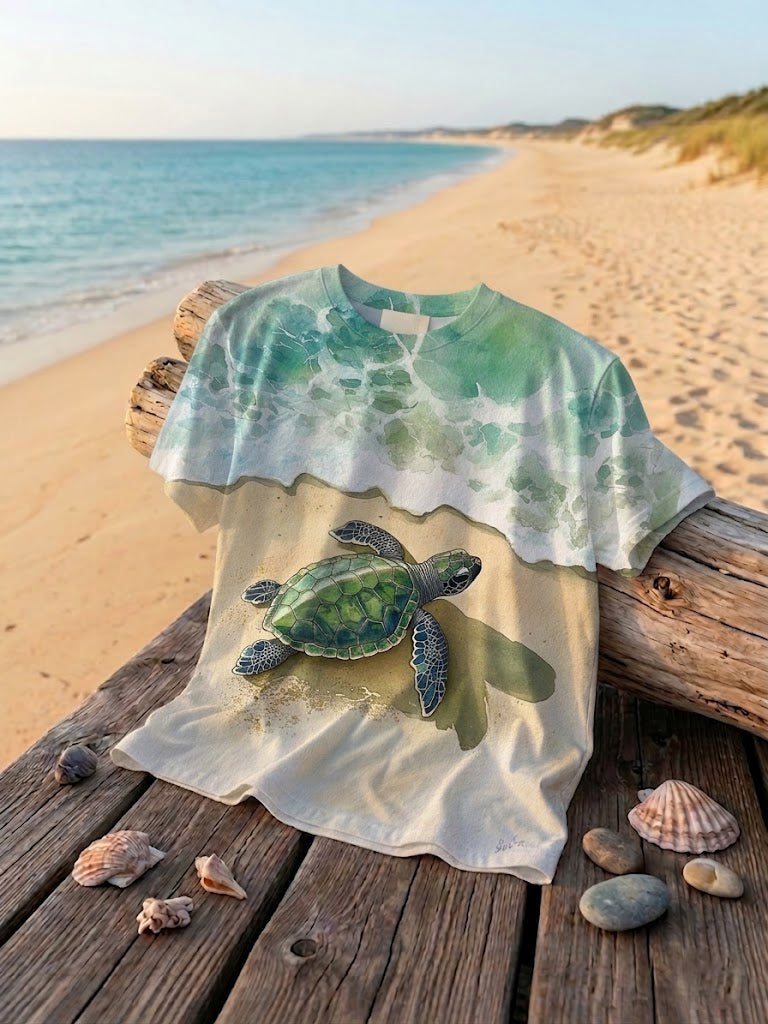 Women's Sea Turtle World Ocean Day Printed T-shirt
