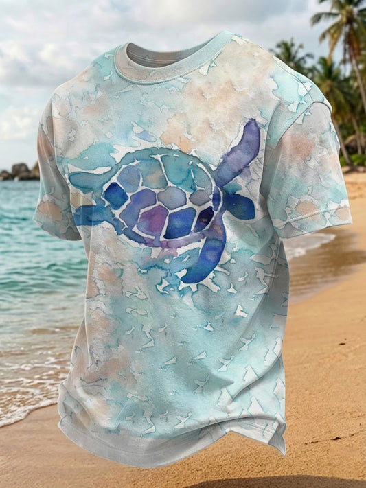 Men's Sea Turtle World Ocean Day Printed T-shirt