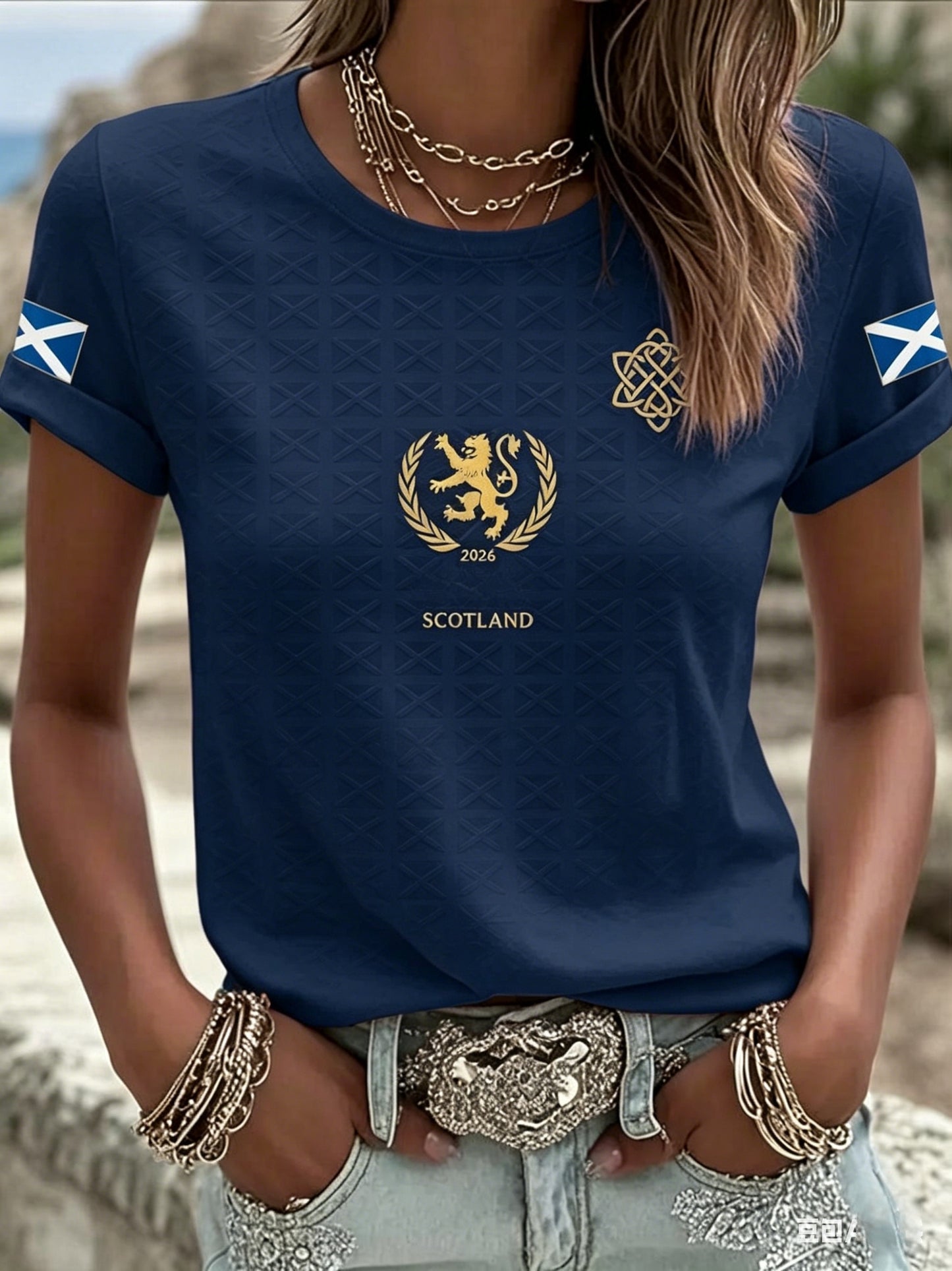 Women's UK Football Lover Scotland Printed round neck short sleeve T-shirt