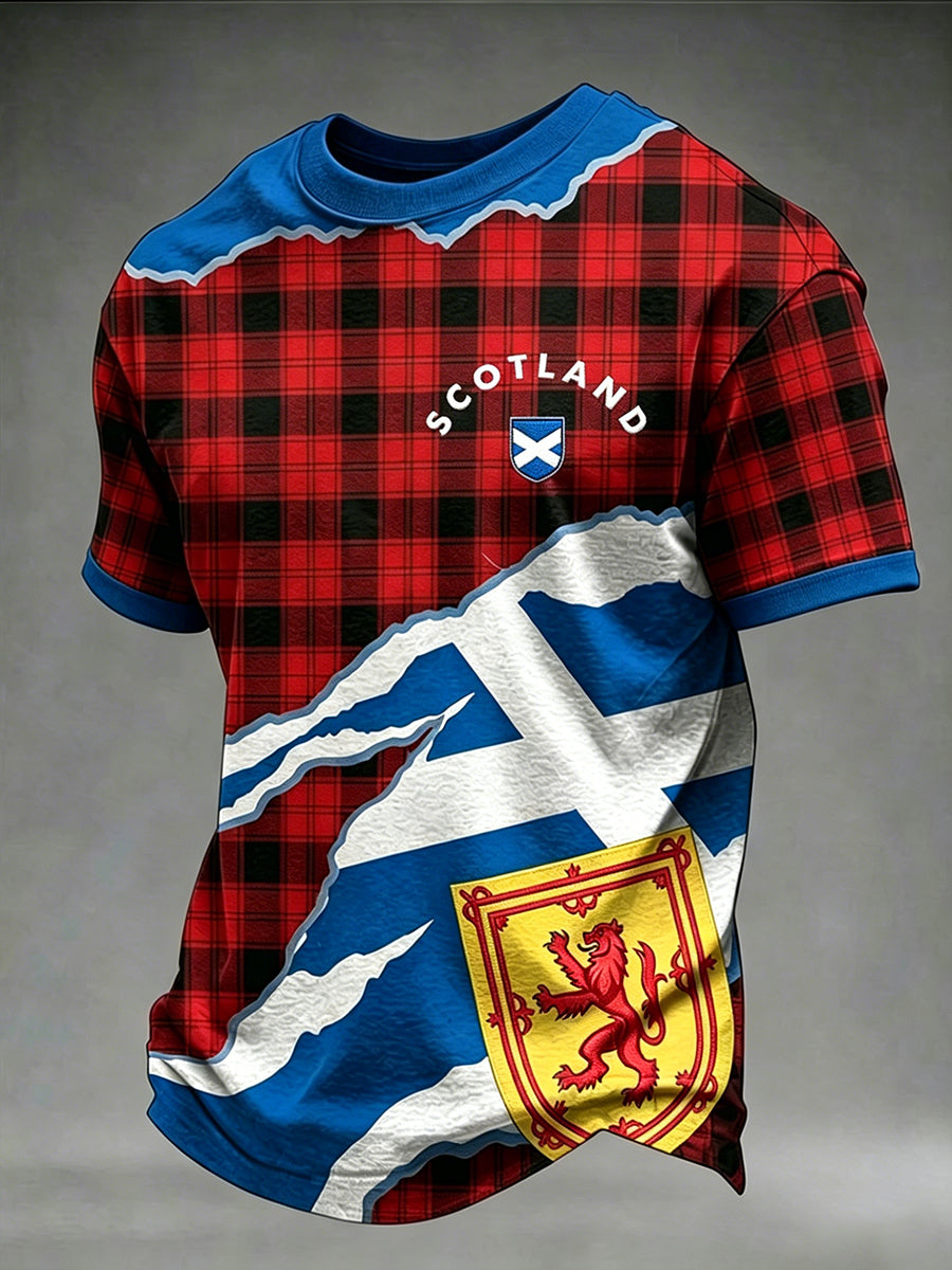 Men's Scottish Plaid Flag Short Sleeve T-shirt