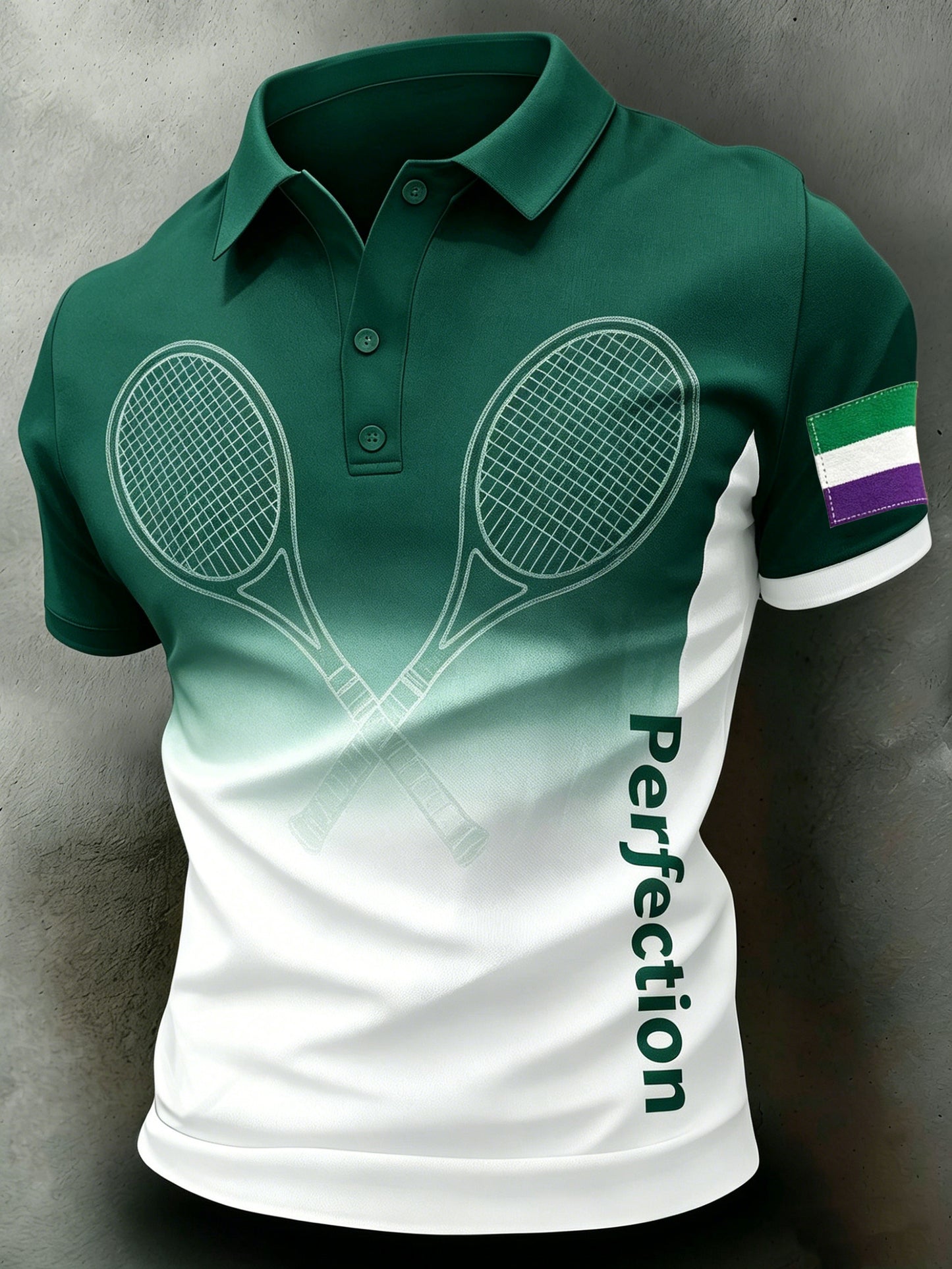 Men's Tennis Art Print Short-Sleeve Polo Shirt