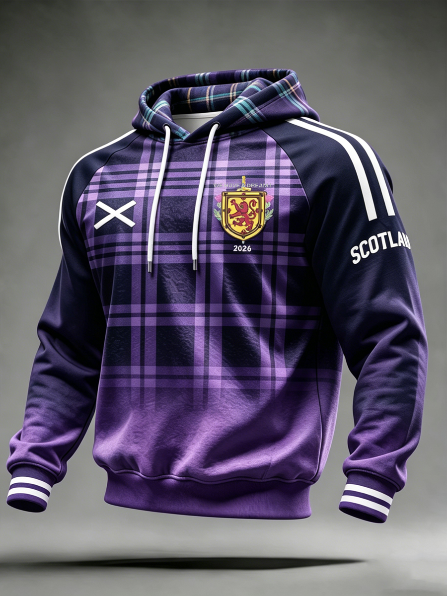 Men's UK Football Lover Scotland Printed Velvet Raglan Hoodie