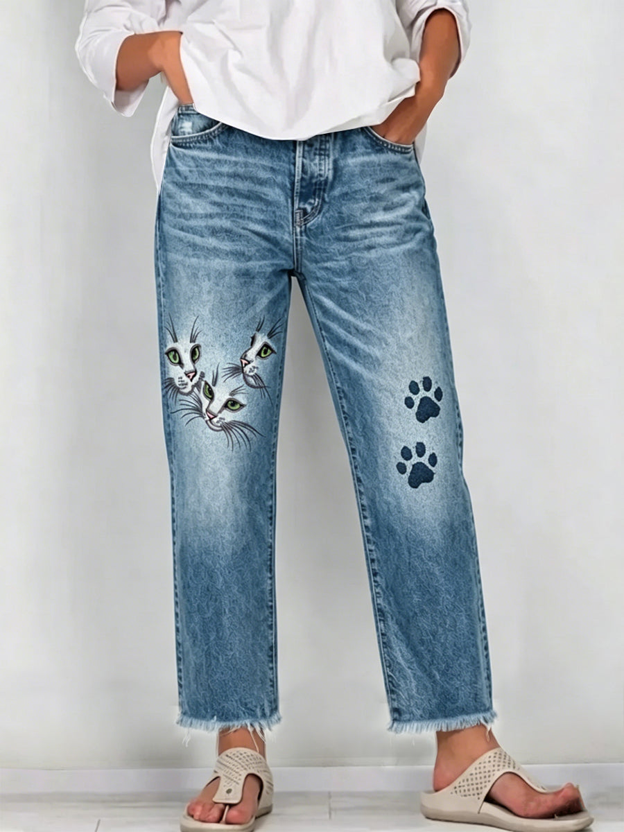 Women's Artistic Animal Print Jeans