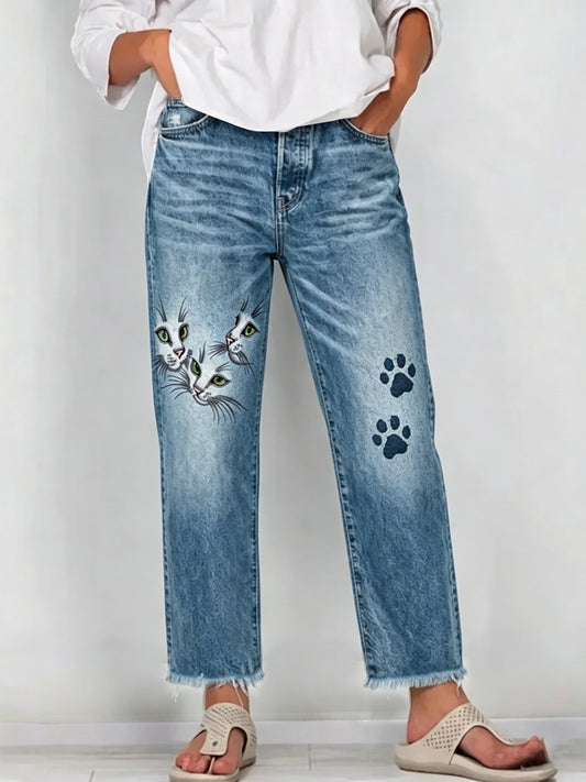 Women's Artistic Animal Print Jeans