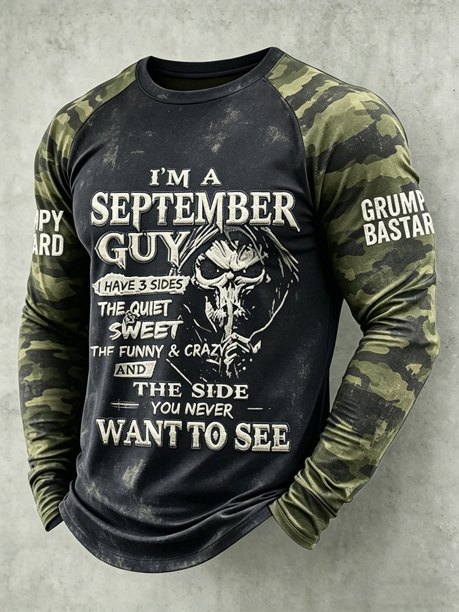 Men's Grumy Old Man Printed Raglan Sleeve T-shirt