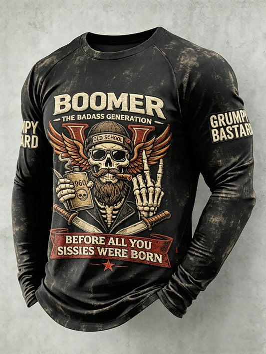Men's Grumy Old Man Printed Raglan Sleeve T-shirt