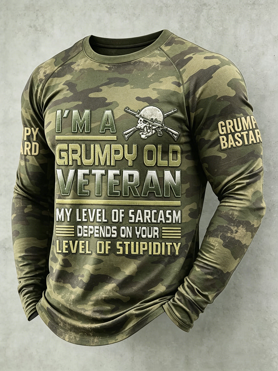 Men's Grumy Old Man Printed Raglan Sleeve T-shirt