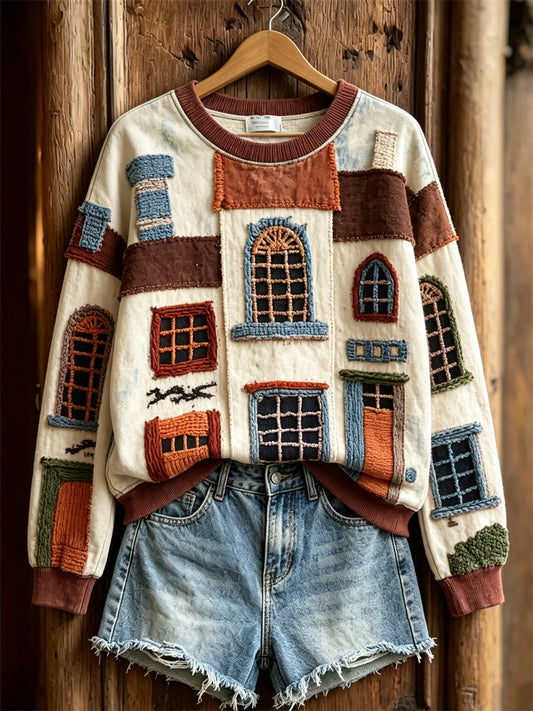 Women's Cottagecore House Inspired Art Print Sweatshirt
