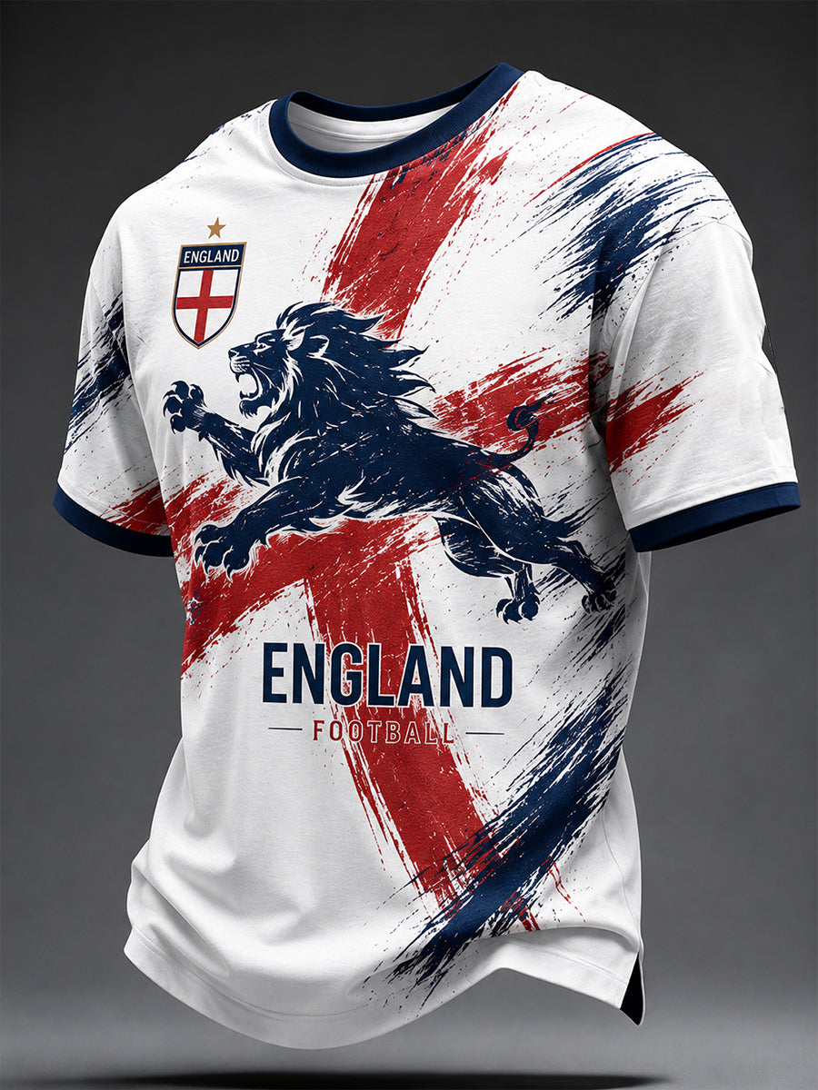 Retro England football fan art print casual jersey