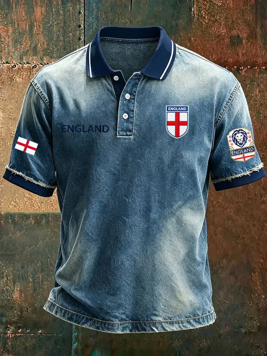 Retro England football fan art print casual jersey