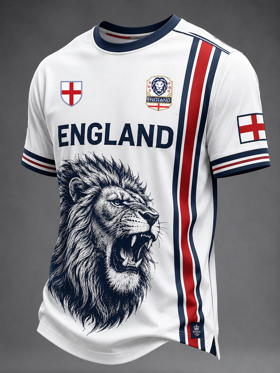 Retro England football fan art print casual jersey