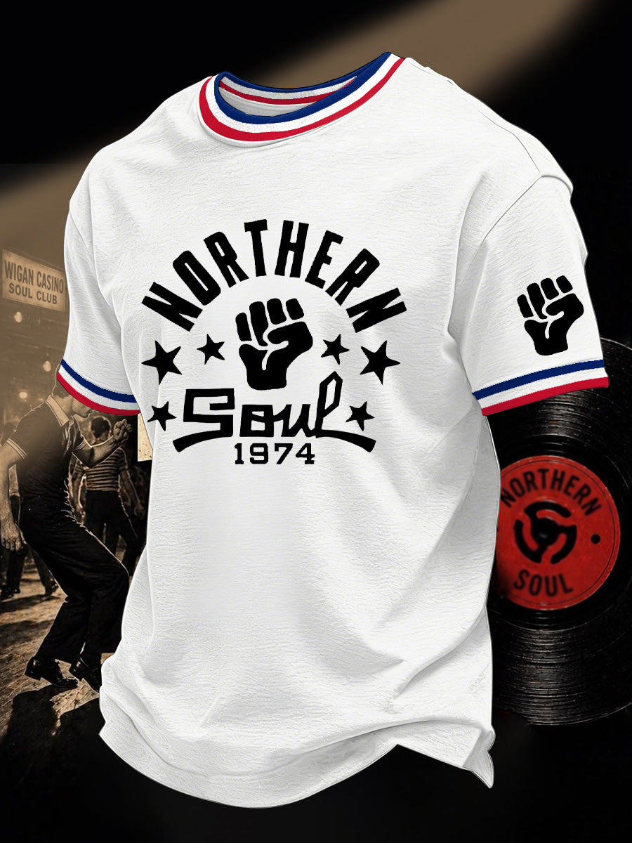 Men's Retro Northern Soul Print Casual Tee