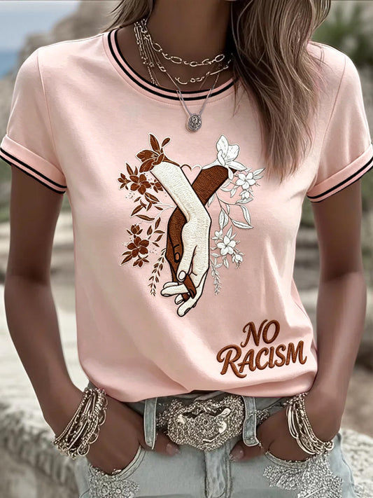 Women’s Pink Anti-Racism 3D-Printed Casual T-Shirt