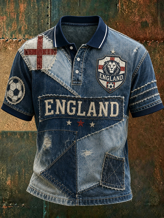 Retro England Football Fan Art Print Casual Jersey