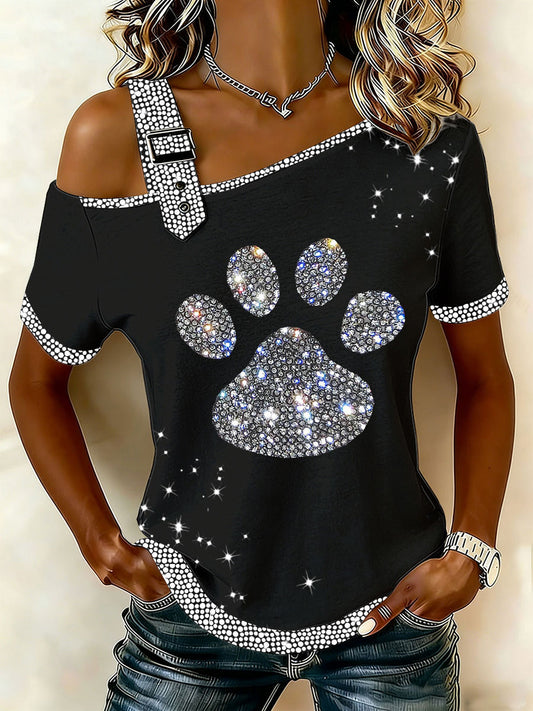 Women's Paw Print Casual T-Shirt