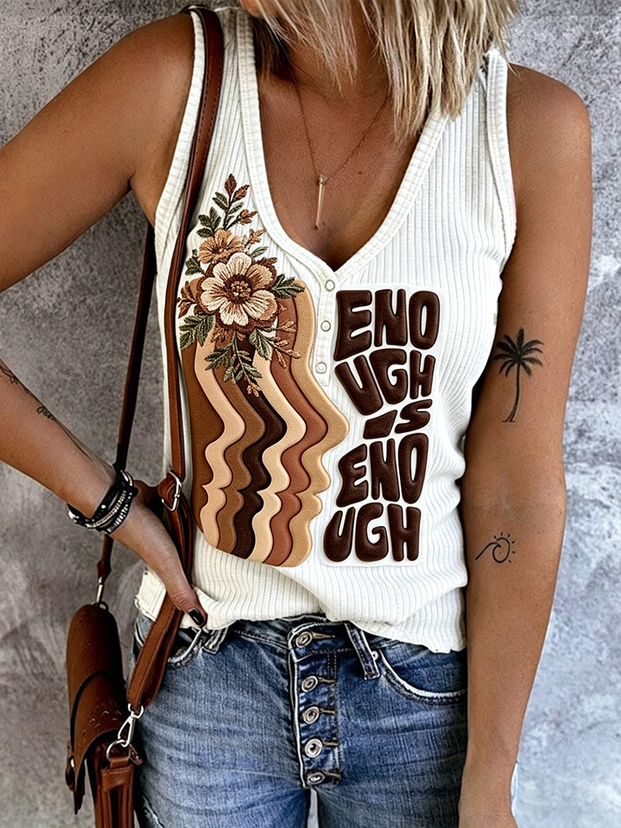 Women’s White Anti-Racism Floral Print Casual Fashion Vest