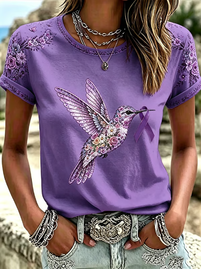 Women's Casual Alzheimer's Floral Print short-sleeved T-shirt