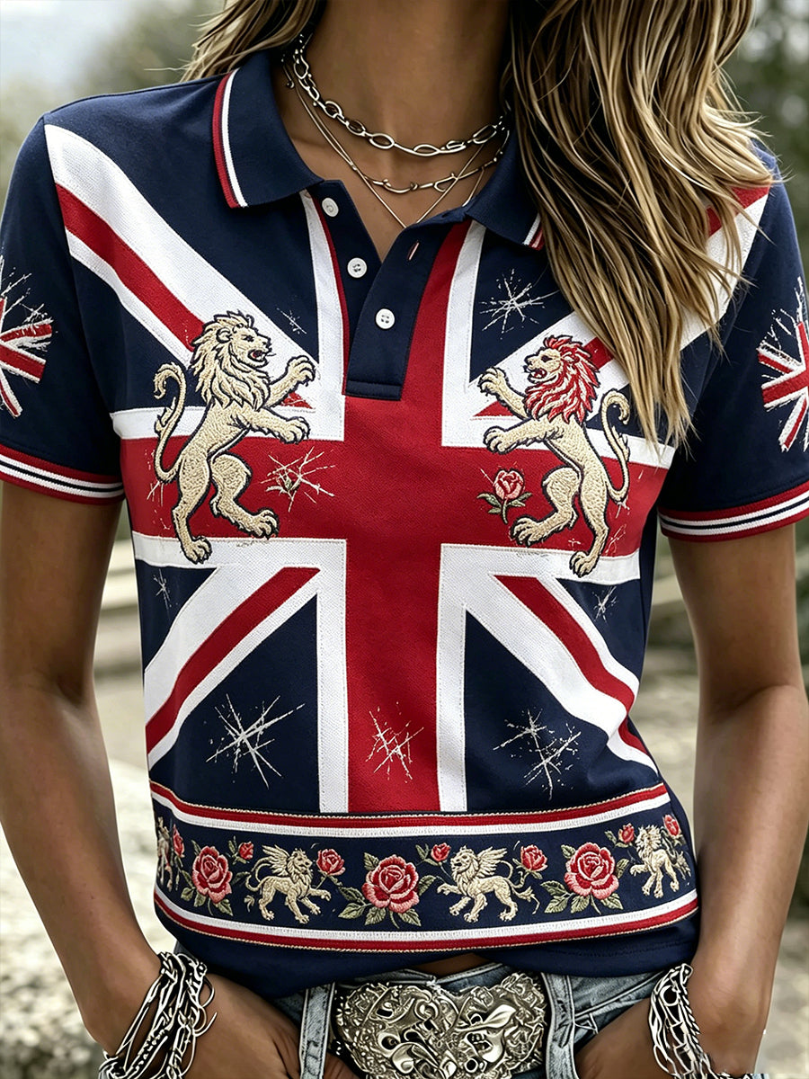 Women's Uk Flag Polo T-Shirt