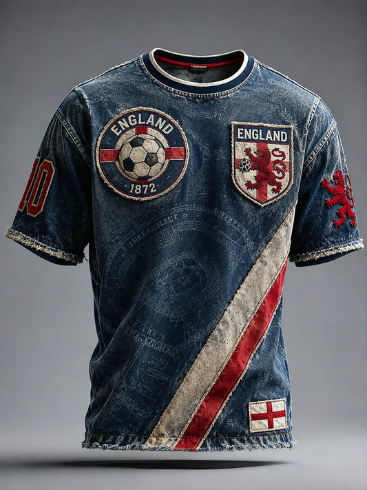 Retro England Football Fan Art Print Casual Jersey