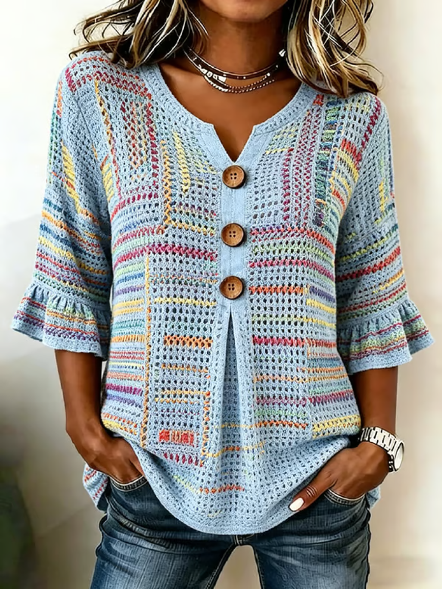 Women's Casual Alzheimer's Floral Print Cotton-Linen Shirt