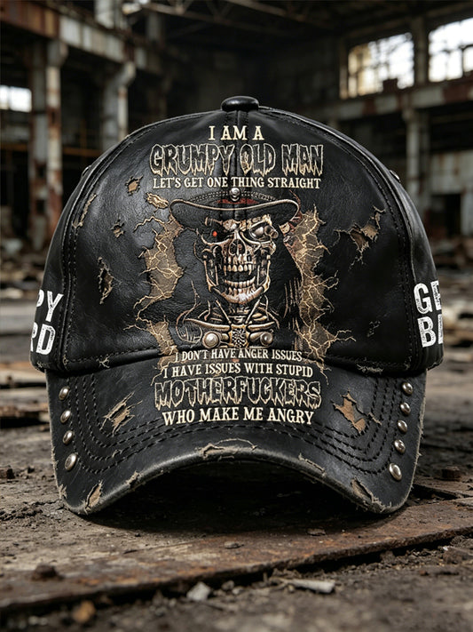 Unisex Old Fuckers Club Printed Washed Hat