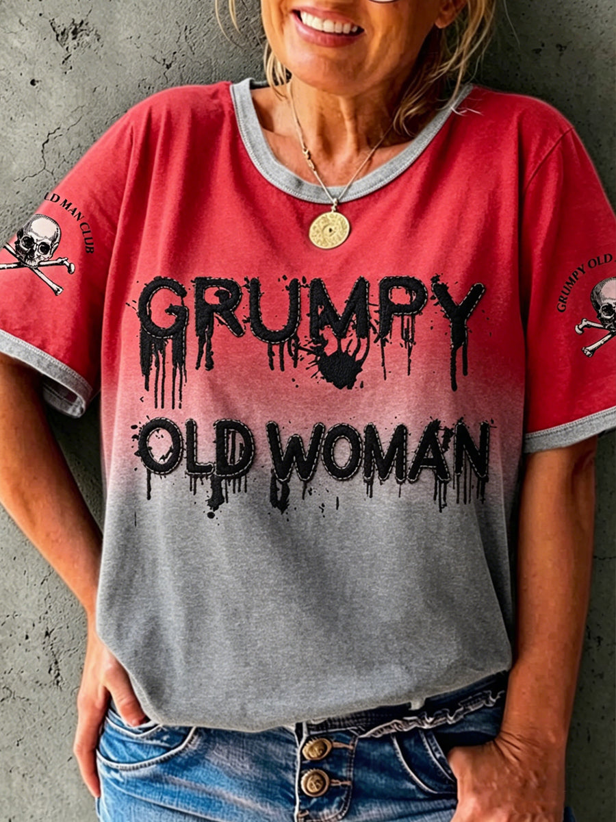 Women's Old Fuckers Club Printed Vintage Fashion Loose Short Sleeve T-Shirt