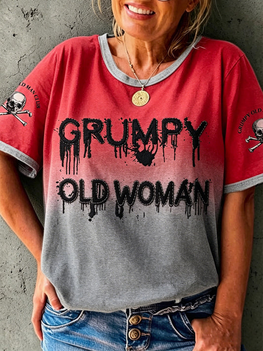 Women's Old Fuckers Club Printed Vintage Fashion Loose Short Sleeve T-Shirt