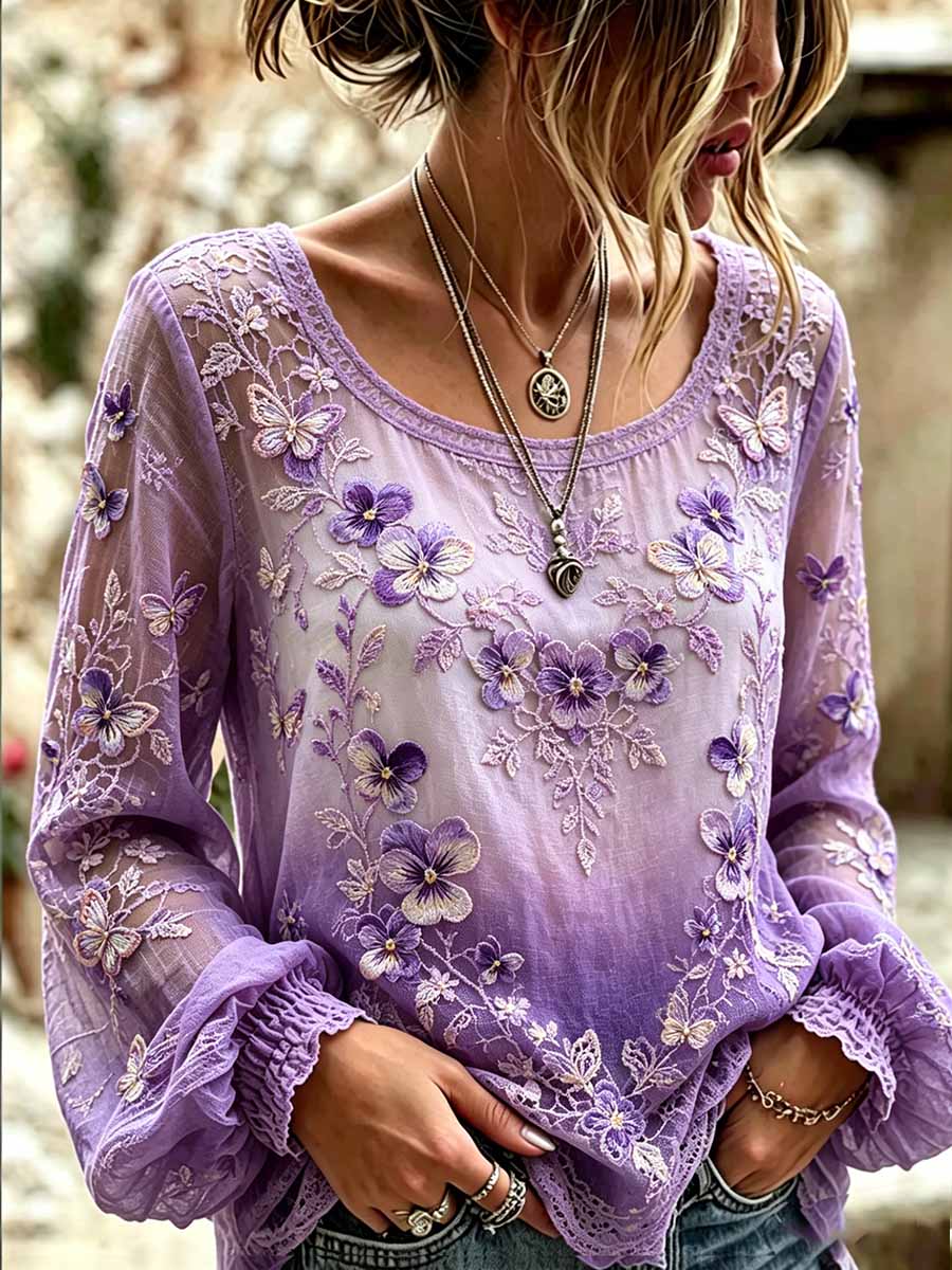 Women's Fashion Flowers Printed Casual T-Shirt