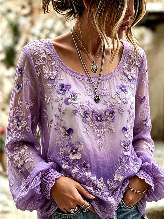 Women's Fashion Flowers Printed Casual T-Shirt