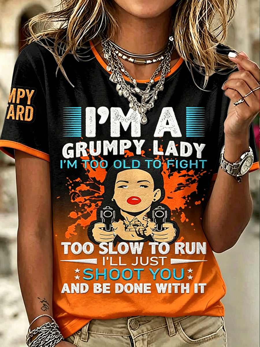 Women's Old Fuckers Club Printed Vintage Fashion Loose Short Sleeve T-Shirt