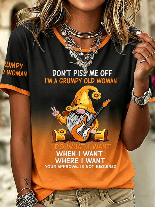 Women's Old Fuckers Club Printed Vintage Fashion Loose Short Sleeve T-Shirt