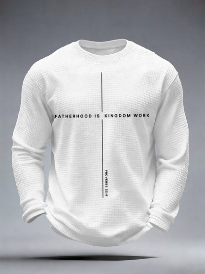 Men's Fatherhood is Kingdom Work Print Waffle T-Shirt