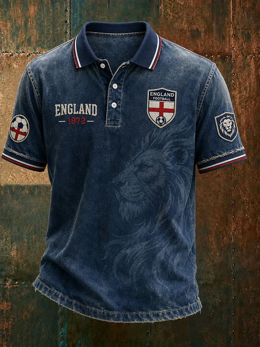 Retro England Football Fan Art Print Casual Jersey