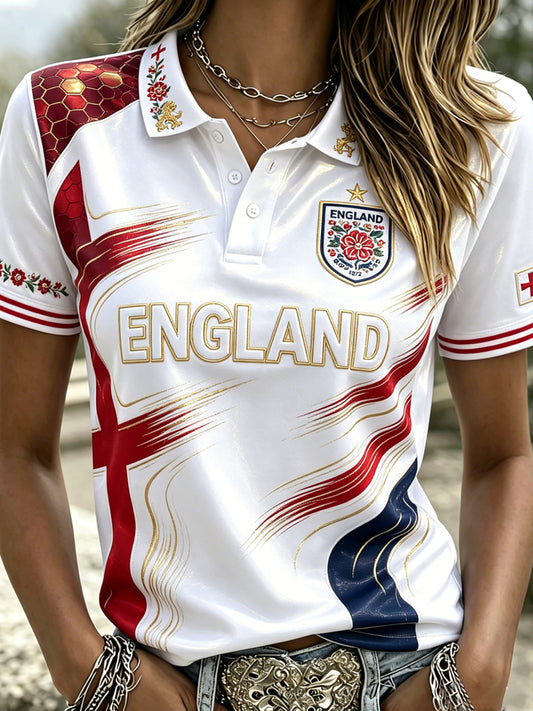 Women's England Football Polo T-Shirt